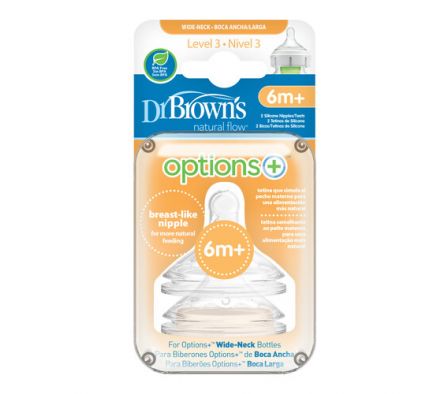 Dr Browns Tetina N3 6m+ Boca Ancha 2 Unidades