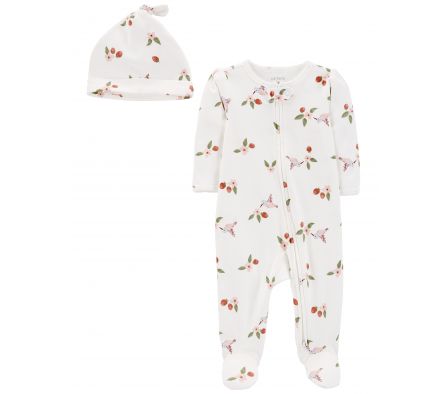 Carters Pijama C/ Pie Floral Gorro 9M