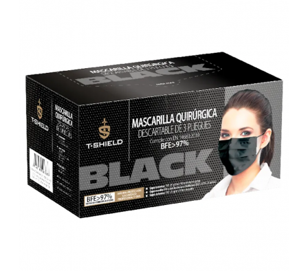 T-Shield Tapabocas Quirurgico Negro 