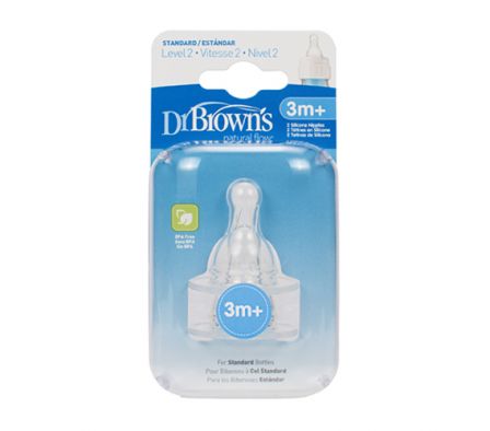 Dr Browns Tetina N2 Boca Estandar +3m 2 Unidades