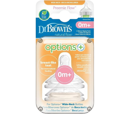 Dr Browns Pack 2 Tetinas Boca Ancha Preemie 0M+