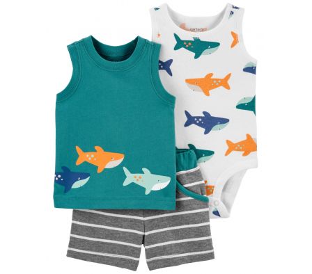 Carters Pack 2 Body + Short Animales Marinos 24M
