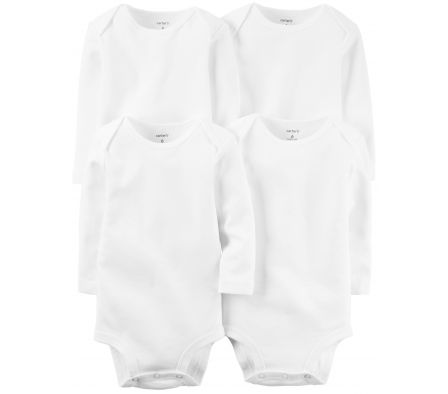 Carters Pack 4 Body MangaLarga Blanco 6M
