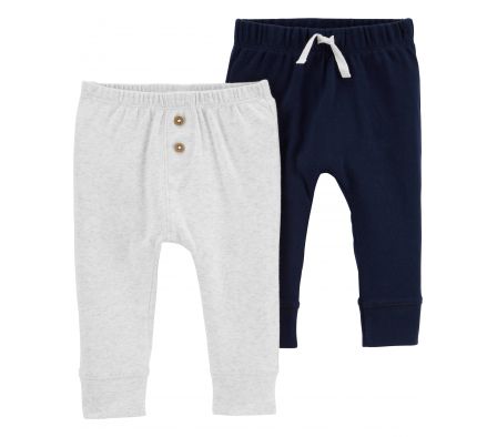 Carters Pack 2 Pantalones Gris-Azul 6M