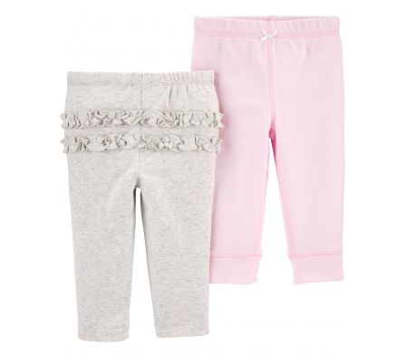 Carters Pack 2 Pantalones Gris-Rosa NB