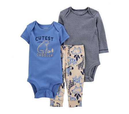 Carters Set 3PC Pant y 2 Bodies Animales Niño 12M
