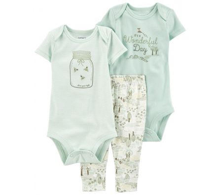 Carters Pack 2 Bodys + Pantalon Bosque 6M