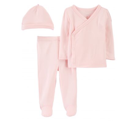 Carters Set Pelele+Bata+Gorro Rosa 3M