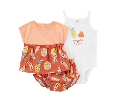 Carters Pack Short+Remera+Body Frutal 18M