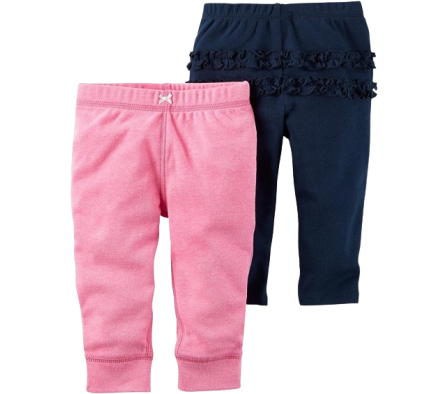 Carters Pack 2 Pantalones Coral y Estampado NB