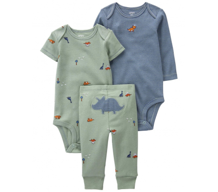 Carters Pack Pantalon + 2 Body Dinosaurio 12M