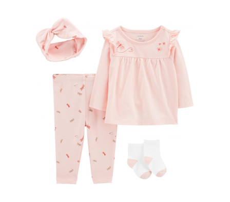 Carters Set Blusa, Calza, Medias y Cinta Niña 12M