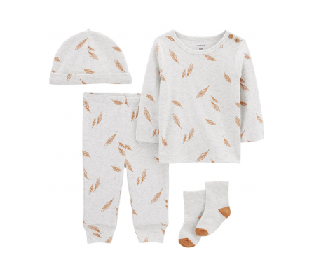 Carters Set Pantalon + Remera + Gorro + Medias 12M