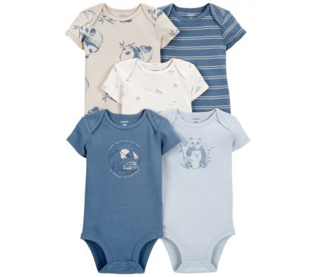 Carters Pack 5 Body Manga Corta Celeste PRE