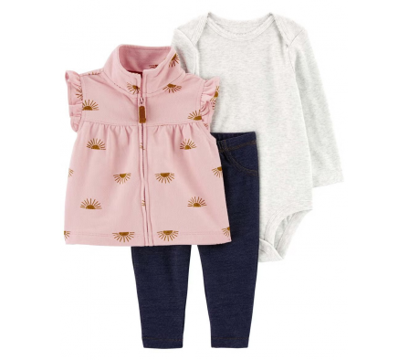 Carters Set Body, Chaleco y Pant Niña 6M