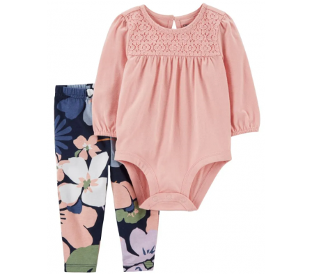 Carters Set Body + Calza Floreada 3M