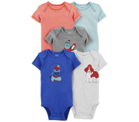 Carters Pack 5 Bodys Animales NB