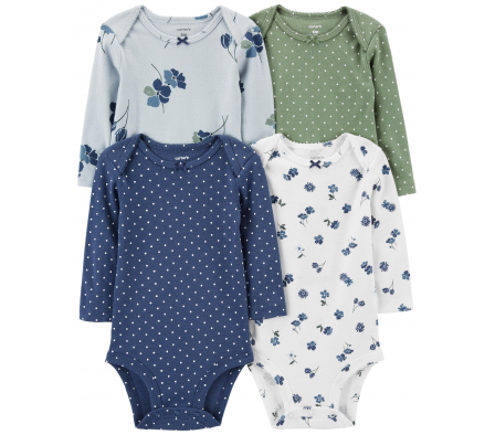Carters Pack 4 Bodys Mangas Largas Floral 12M