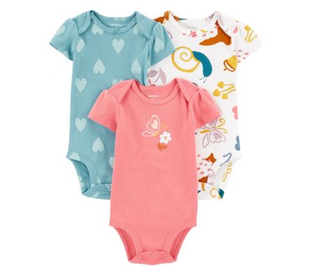 Carters Pack 3 Bodys Estampados MAngaCorta 12M