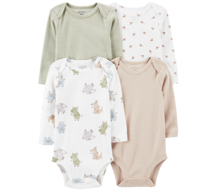 Carters Pack 4 Bodys MangasLargas Marron 9M