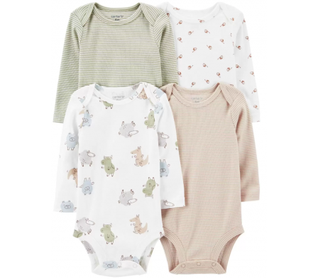 Carters Pack 4 Bodys MangasLargas Marron PRE