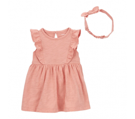 Carters Vestido y Vincha Rosado Niña 9M