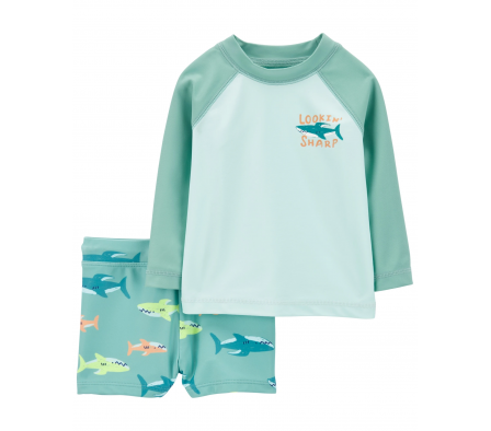 Carters Traje De Baño 2PC UPF 50+ Tiburón 12M