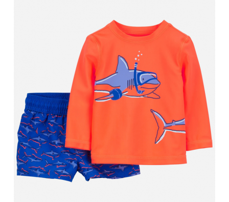 Carters Traje De Baño 2PC UPF 50+ Tiburón 6M