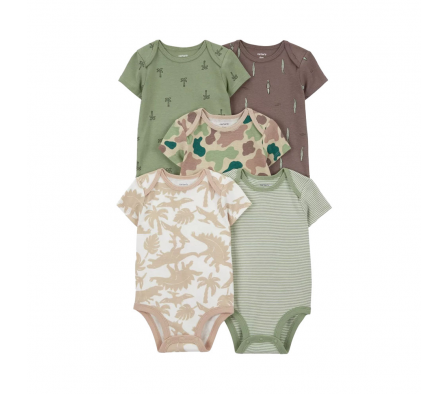 Carters Pack 5 Bodies Dinos 3M