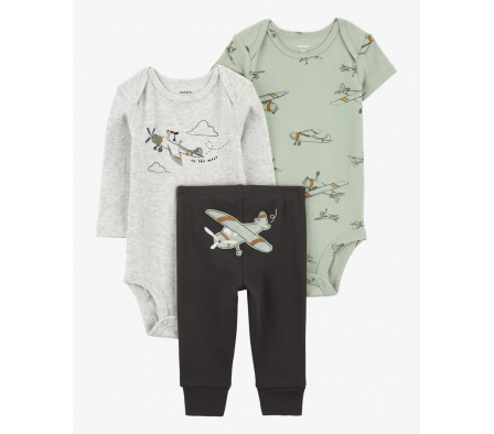 Carters Body MC/ML y Pantalon Aviones Niño 6M