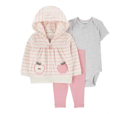 Carters Set Body, Campera y Pant Manzana Niña 18M