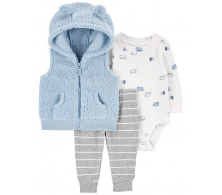 Carters Set Body, Chaleco Pant Osos Niño 6M