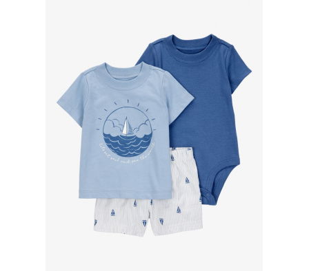 Carters Set Body, Reme y Short Niño 12M