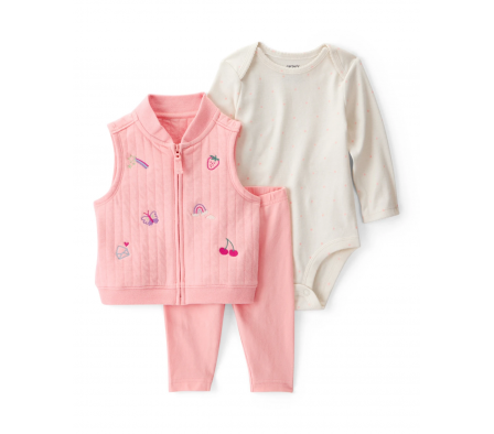 Carters Set Chal Bordo, Pantalon y Body 6M