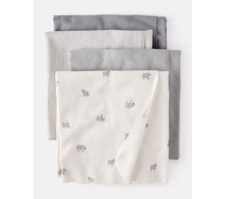 Carters Pack 4 Mantas Recibidoras Ovejas
