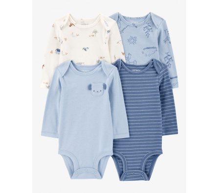 Carters Pack 4 Bodies Mangas Largas Animales 24M
