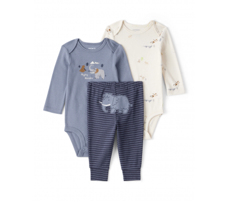 Carters Set Pantalon y Bodies Elefante Algodon 12M