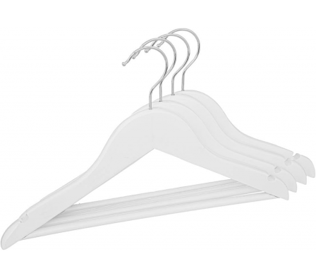L´InstantDeco Set 4 Perchas de Madera Blanca