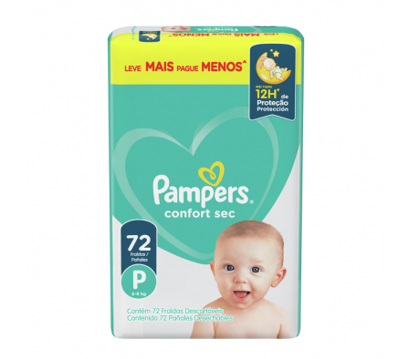 Pampers Pañal Confort Sec P 72 Unidades