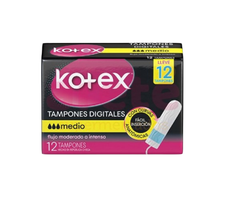 Kotex Tampones Digitales Medio 12 Unidades.