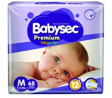 BabySec Pañal Premium M 68 Unidades.
