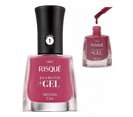 Risque Esmalte Diamond Gel Hibisco Rosa 9,5ml