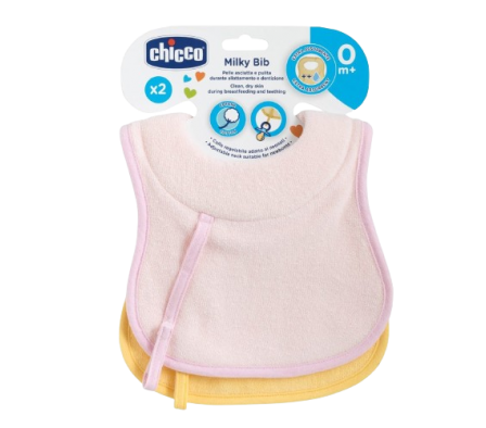 Chicco Babero de Lactancia 0+m Rosa 2 Unid.