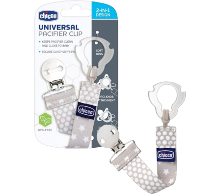 Chicco Portachupetes Clip Gris