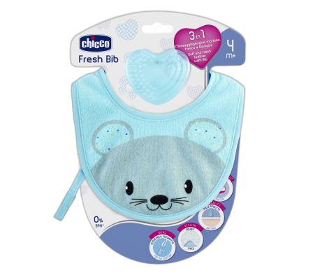 Chicco Babero+Mordedor Azul 4m+