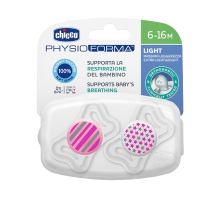 Chicco Chupete PhysioLight Rosa 6-16m 2 Unid.