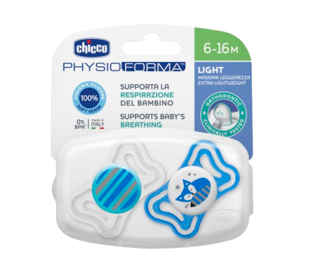 Chicco Chupete PhysioLight Azul 6-16M 2 Unid.