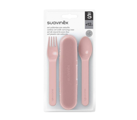 Suavinex Set de Cubiertos Con Estuche  Rosa 12+