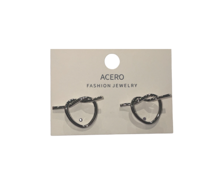 Madonna Aro Acero Corazon Anudado Plata cod 342